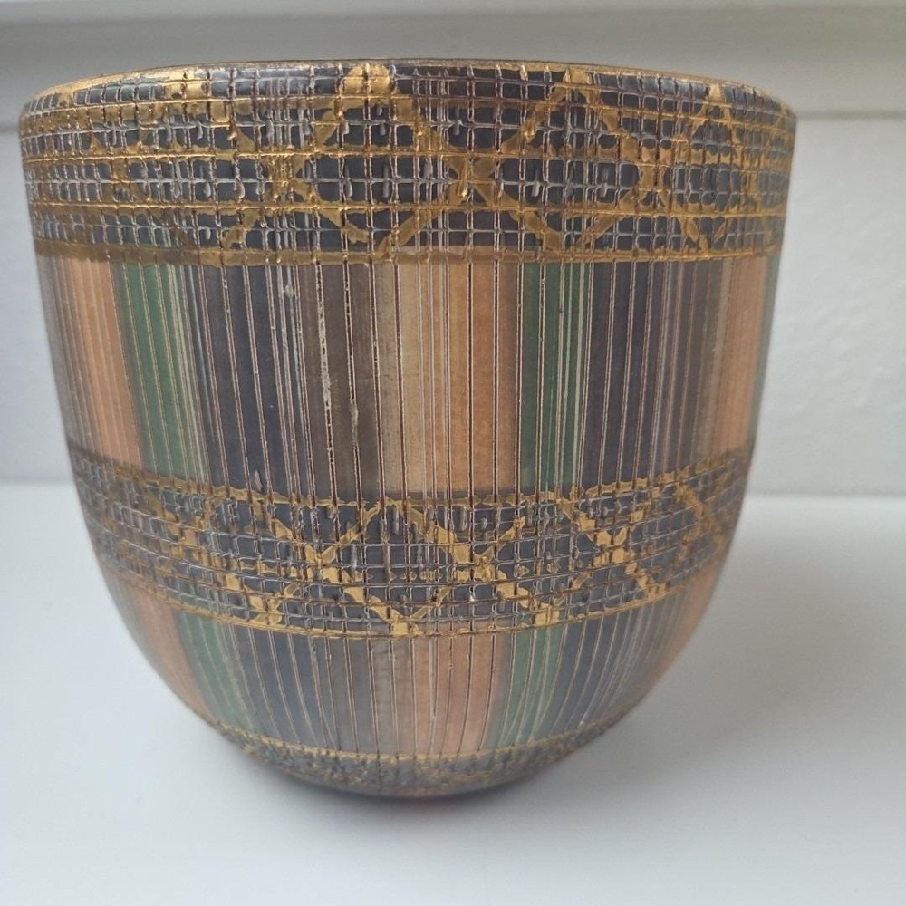 VTG Bitossi Seta Italian Ceramic Planter Pot Earthy Hues 5.75" Tall x 6.5" Wide - Picture 8 of 16